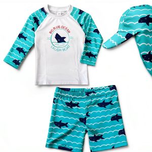 Baby Boys Rash Guard Swimwear Shark Pattern-0
